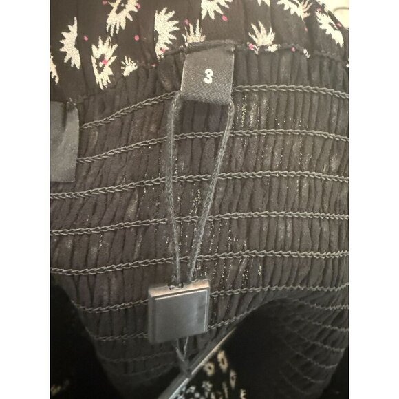 The Kooples Womens Short Skirt Black Daisy Dots Smocked 100% Viscose - Picture 7 of 14